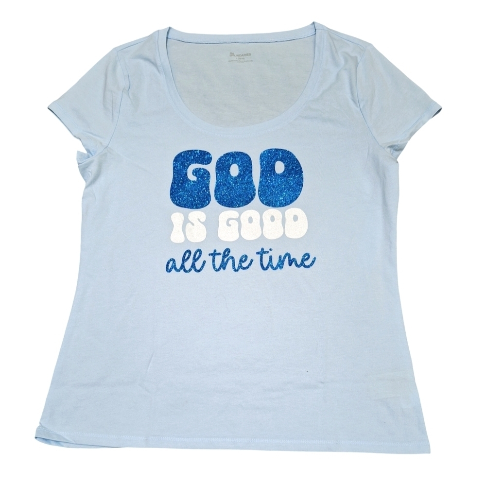 HANDCRAFTED GRAPHIC GLITTER T-SHIRT - SIZE L